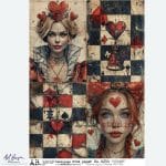 papier ryżowy decoupage królowa kier serca fantasy vintage ABstudio 6554