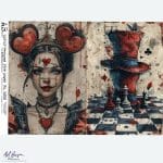 papier ryżowy decoupage królowa kier szachy fantasy vintage ABstudio 6553