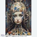 papier ryżowy decoupage geometryczny portret kobiety collage art ABstudio 6764