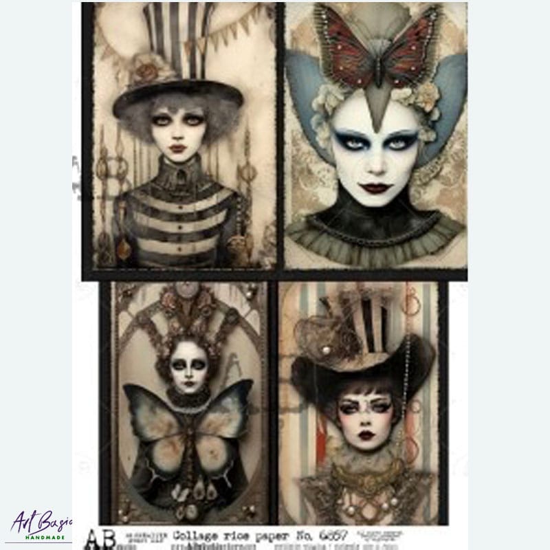 papier ryżowy decoupage gothic fantasy mroczne portrety ABstudio 6667
