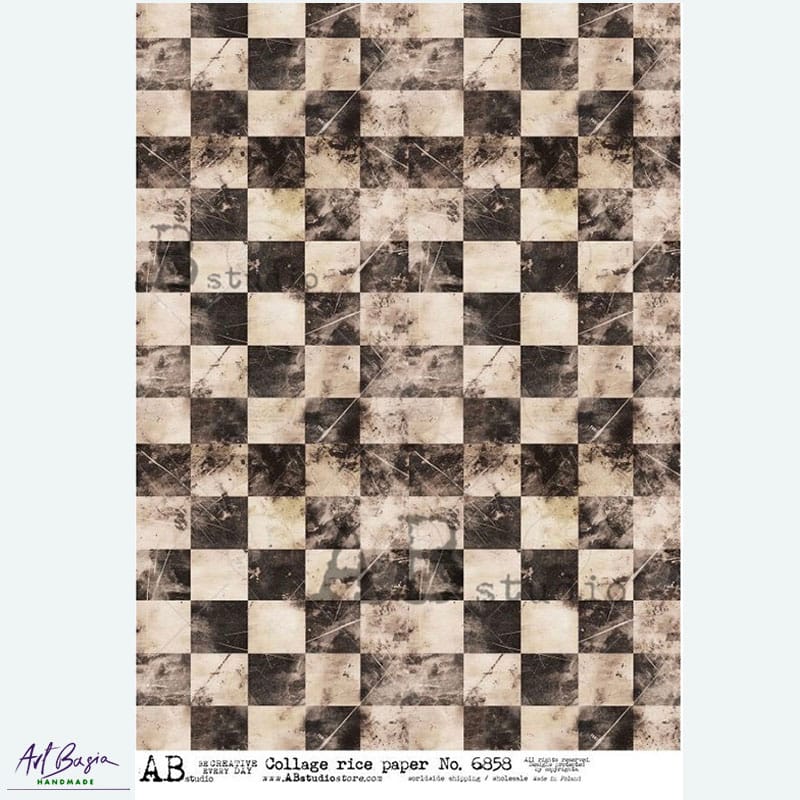 papier ryżowy decoupage vintage szachownica grunge ABstudio 6858