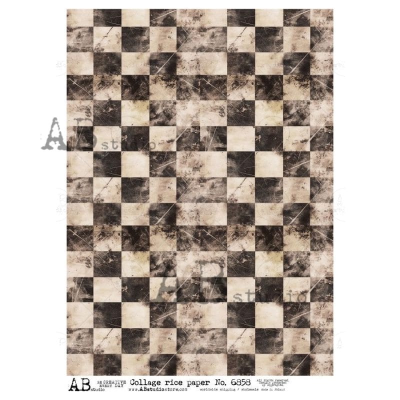 papier ryżowy decoupage vintage szachownica grunge ABstudio 6858