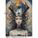 papier ryżowy decoupage geometryczny portret kobiety collage art ABstudio 6762