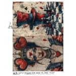 papier ryżowy decoupage królowa kier szachy fantasy vintage ABstudio 6553