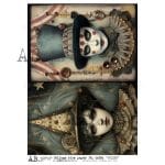 papier ryżowy decoupage cyrk fantasy clown vintage ABstudio 6856