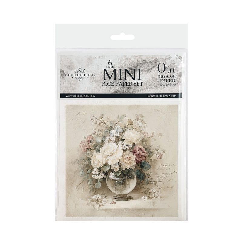 Papier ryżowy ITD RSM260 z delikatnymi motywami kwiatowymi shabby chic